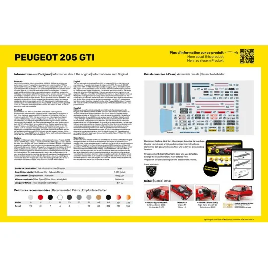STARTER KIT Peugeot 205 GTI, 1/24 - Heller 58705