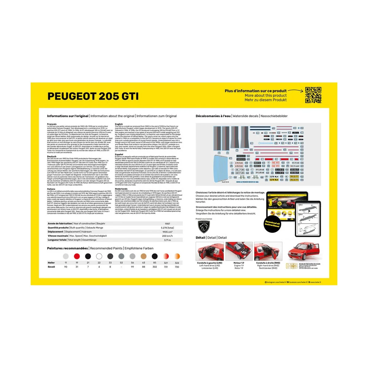 STARTER KIT Peugeot 205 GTI, 1/24 - Heller 58705