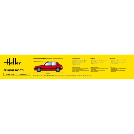 STARTER KIT Peugeot 205 GTI, 1/24 - Heller 58705
