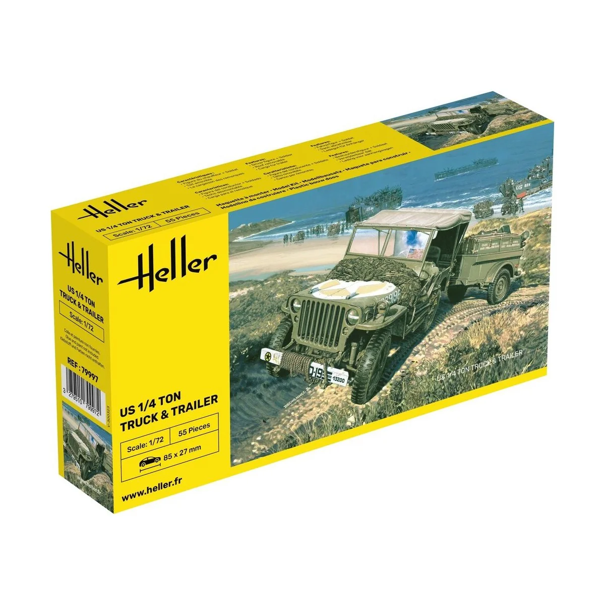 US 1/4 Ton Truck & Trailer, 1/72 - Heller 79997