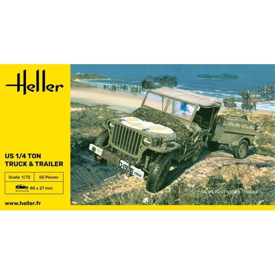 US 1/4 Ton Truck & Trailer, 1/72 - Heller 79997