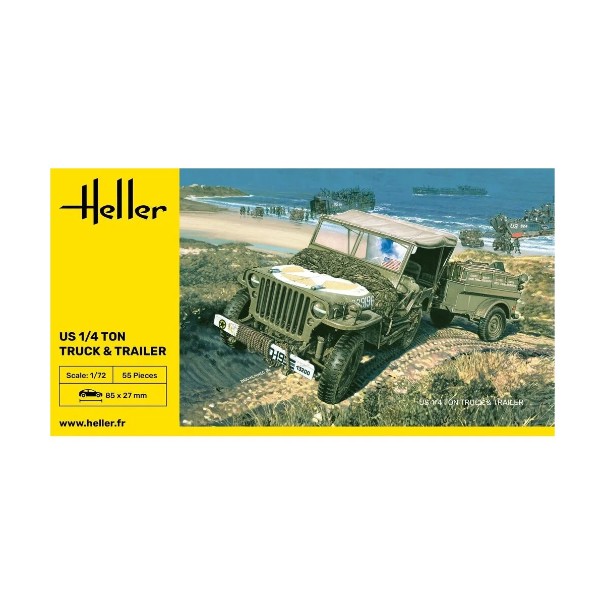 US 1/4 Ton Truck & Trailer, 1/72 - Heller 79997