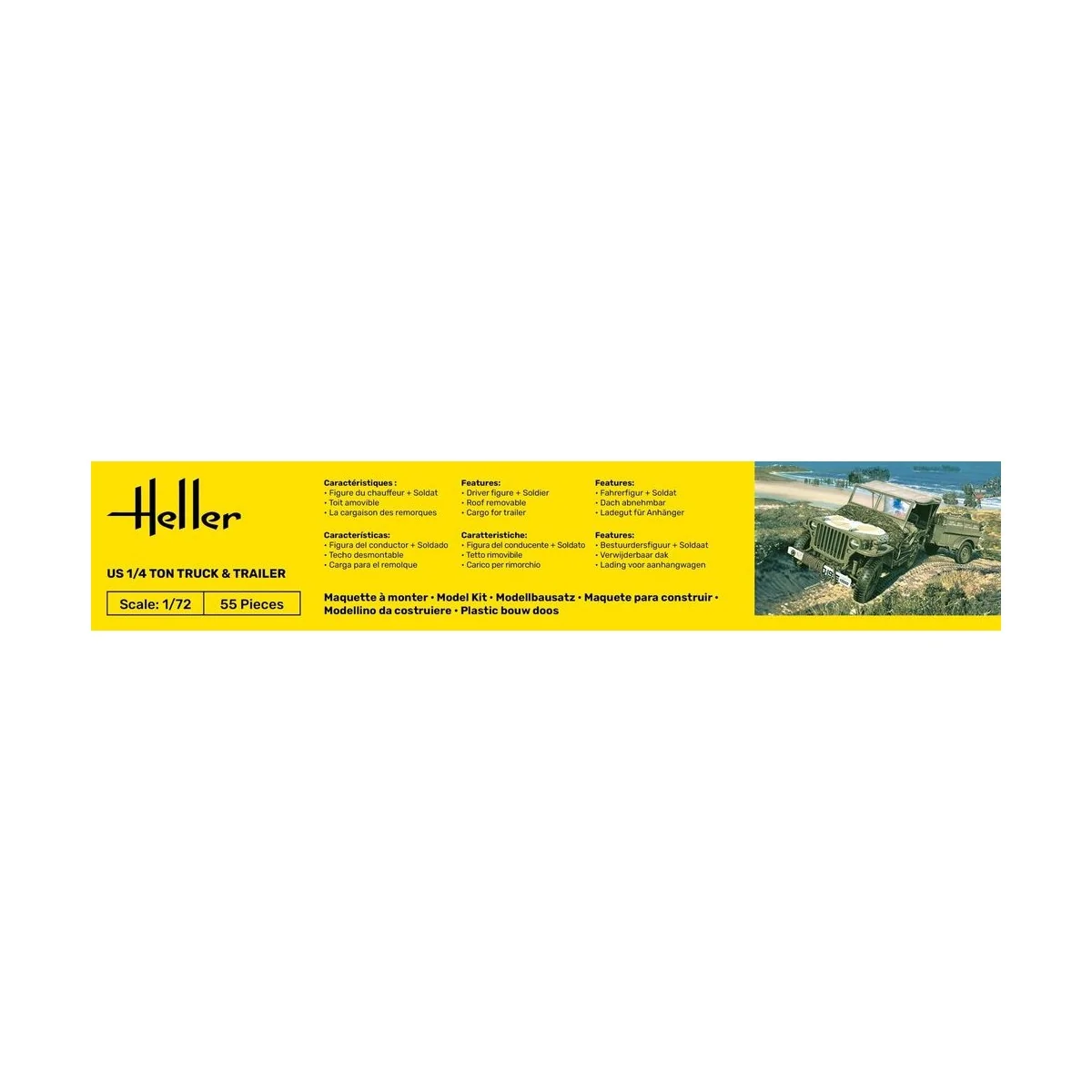 US 1/4 Ton Truck & Trailer, 1/72 - Heller 79997