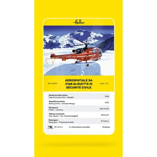 Alouette III Sécurité Civile, 1/72 - Heller 80289