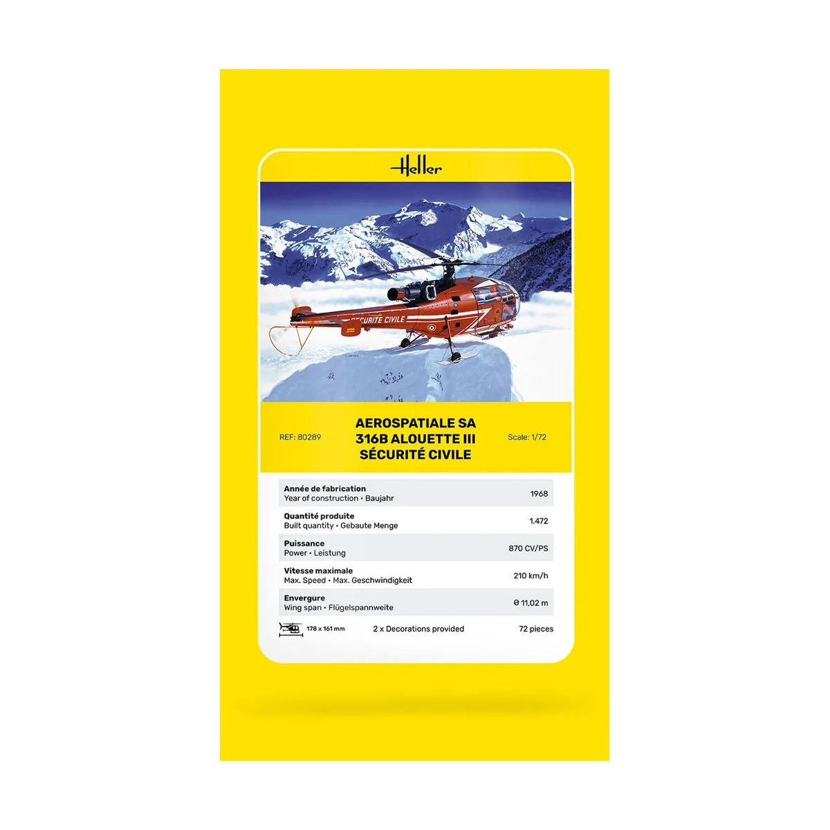 Alouette III Sécurité Civile, 1/72 - Heller 80289