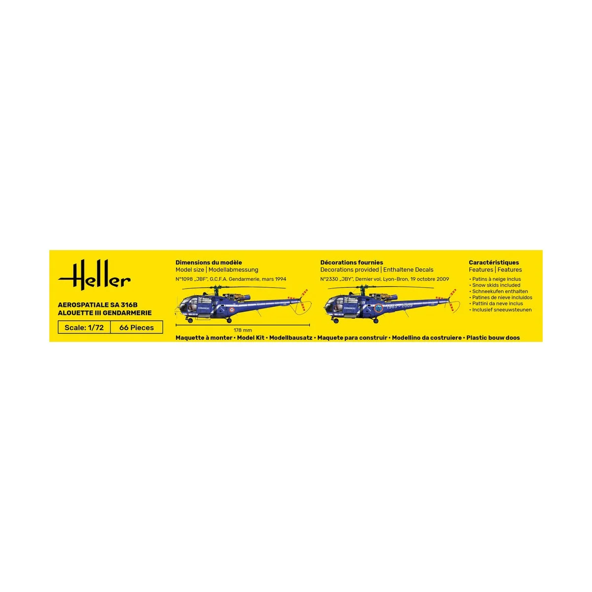 SA 316 Alouette III Gendarmerie, 1/72 - Heller 80286