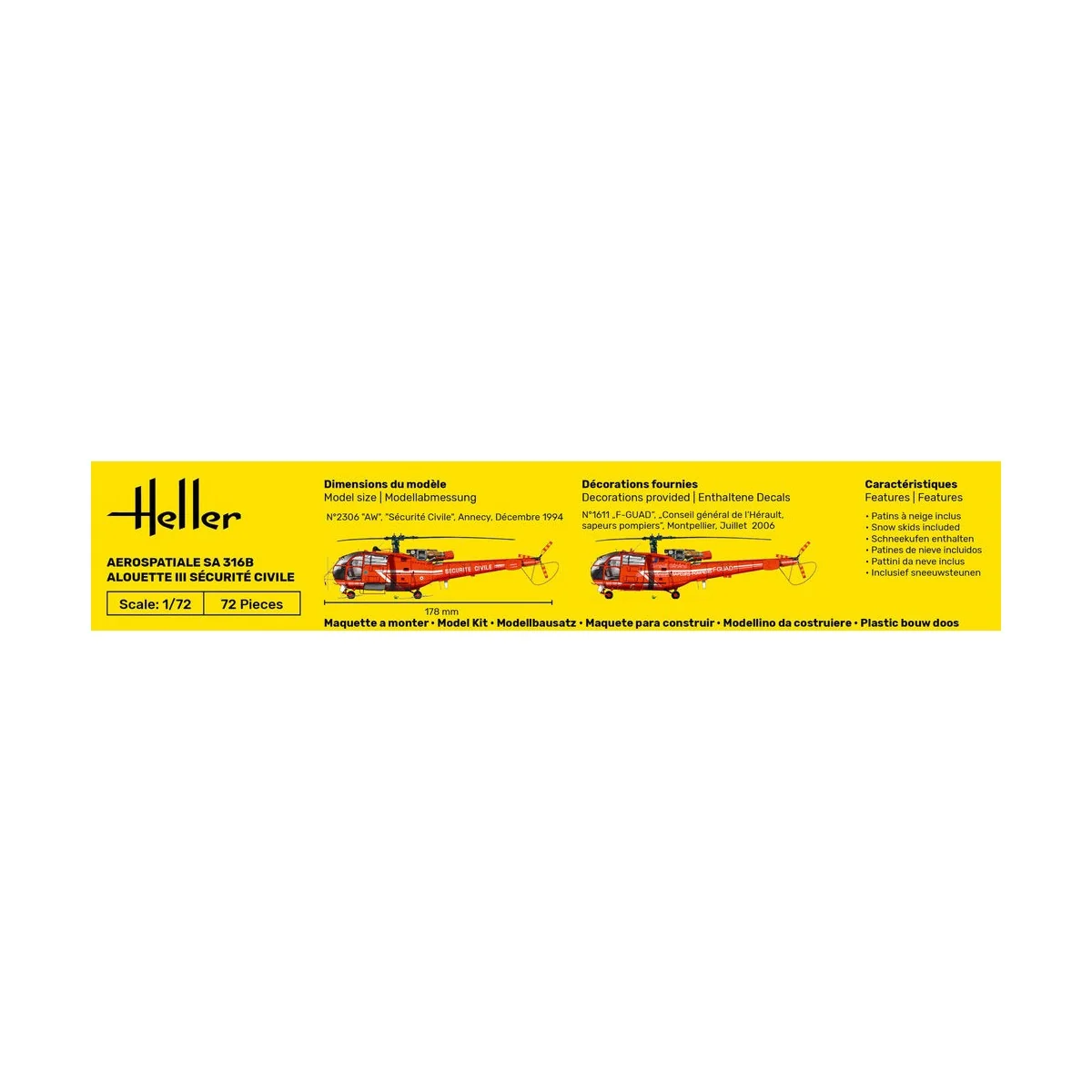 Alouette III Sécurité Civile, 1/72 - Heller 80289