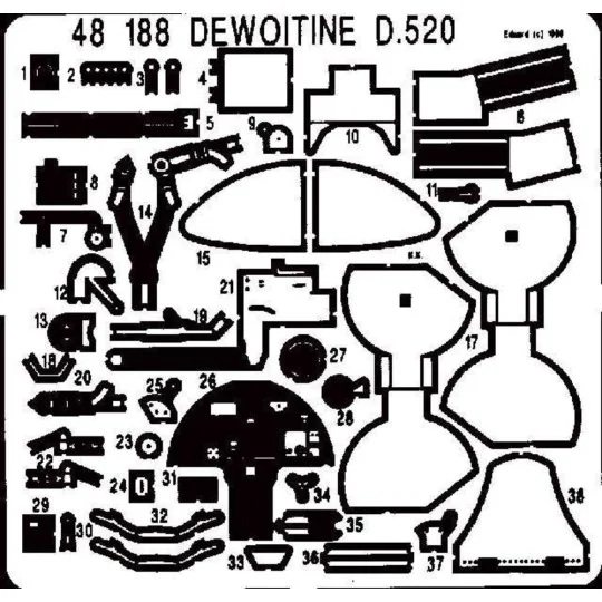 Dewoitine D-520, 1/48 - Eduard Accessories 48188