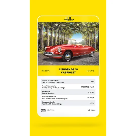 Citroen DS 19 Cabriolet, 1/16 - Heller 80796