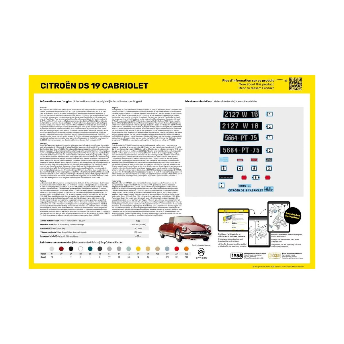 Citroen DS 19 Cabriolet, 1/16 - Heller 80796