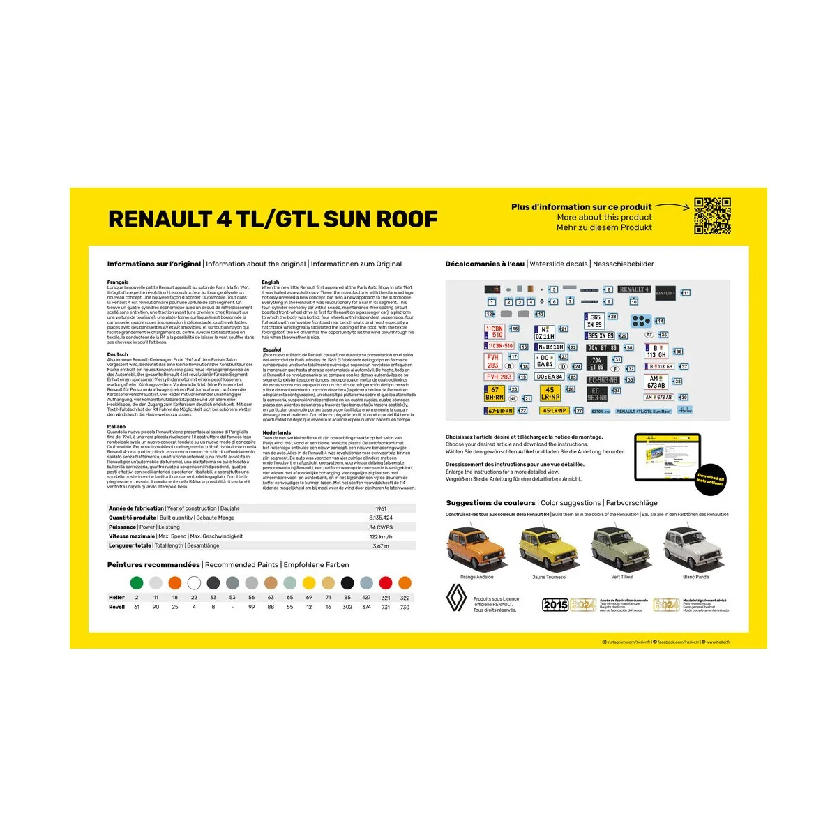 Renault 4 TL/GTL Sun Roof, 1/24 - Heller 82704