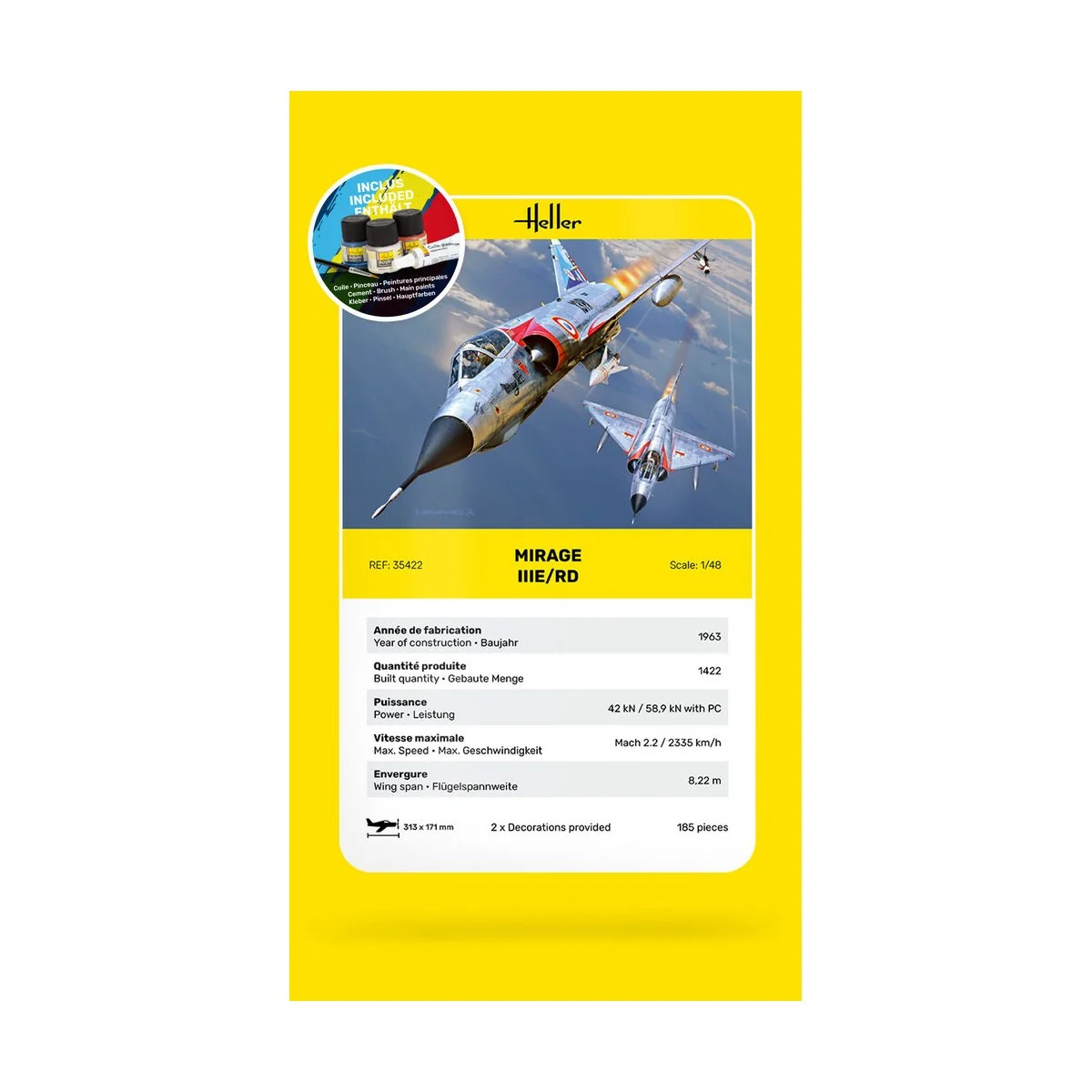 STARTER KIT Mirage IIIE/RD, 1/48 - Heller 35422