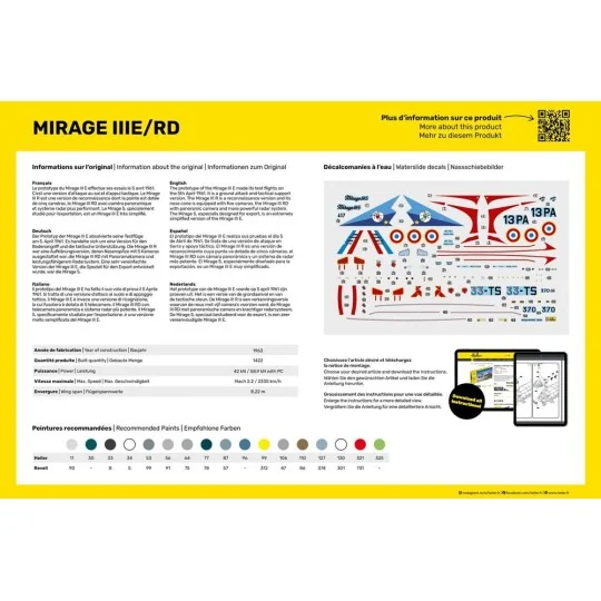 STARTER KIT Mirage IIIE/RD, 1/48 - Heller 35422