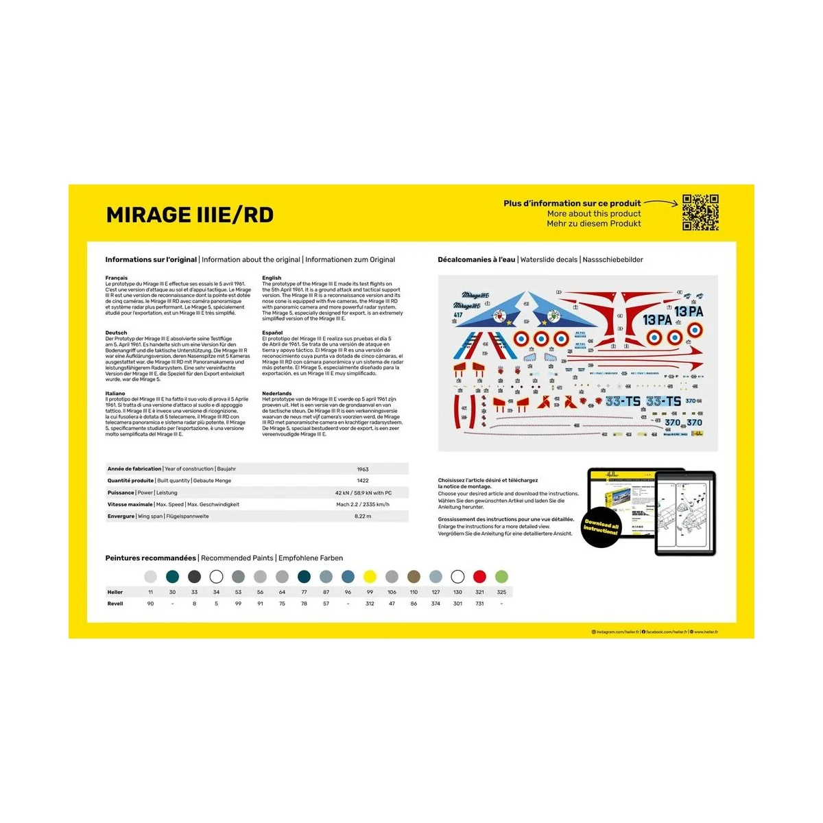 STARTER KIT Mirage IIIE/RD, 1/48 - Heller 35422