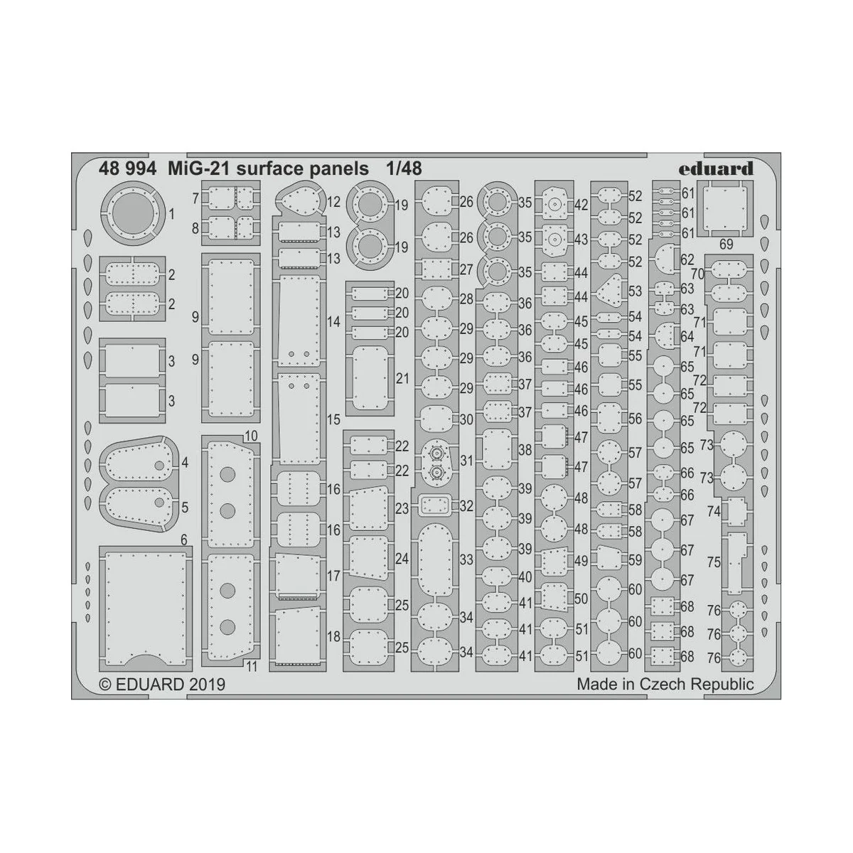 MiG-21 surface panels for Eduard, 1/48 - Eduard Accessories 48994