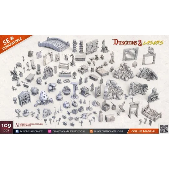 Dungeons & Lasers Expansion Set: FANTASY PROPS PACK - Archon Studio...