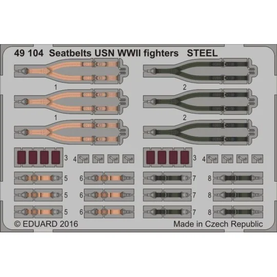 Seatbelts USN WWII fighters STEEL, 1/48 - Eduard Accessories 49104