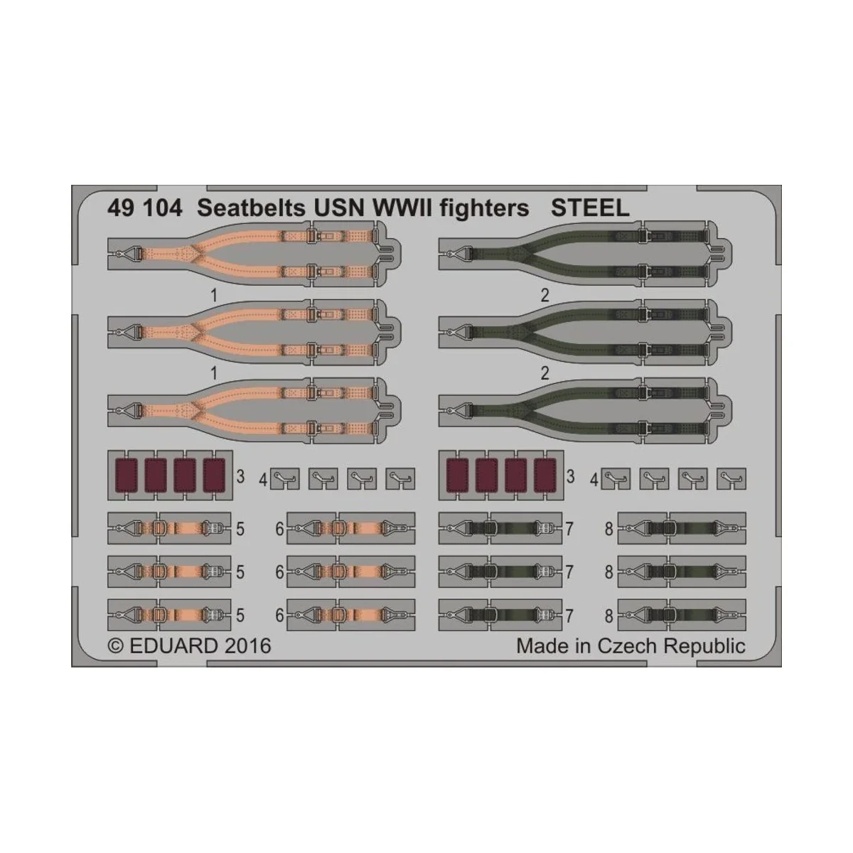Seatbelts USN WWII fighters STEEL, 1/48 - Eduard Accessories 49104