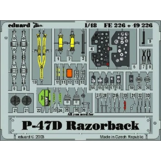 P-47D Razorback für Tamiya Bausatz, 1/48 - Eduard Accessories 49226 P-47D Razorback für Tamiya Bausatz, 1/48 - Eduard Accessories 49226