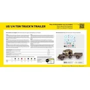 STARTER KIT US 1/4 Ton Truck 'n Trailer, 1/35 - Heller 57105