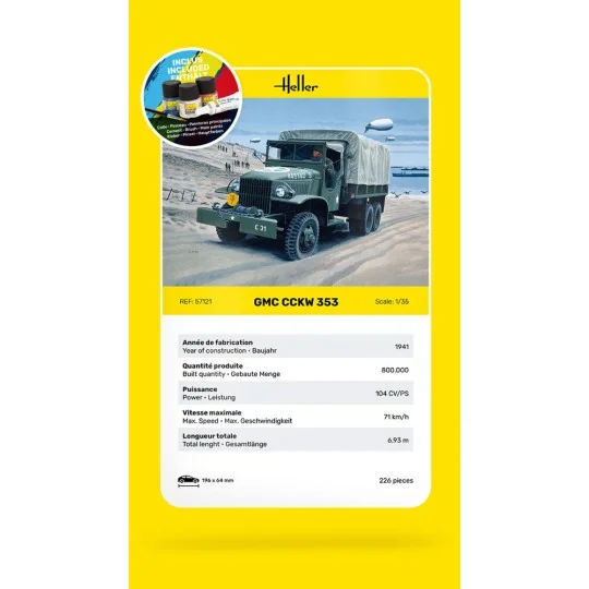 STARTER KIT GMC CCKW 353, 1/35 - Heller 57121 STARTER KIT GMC CCKW 353, 1/35 - Heller 57121