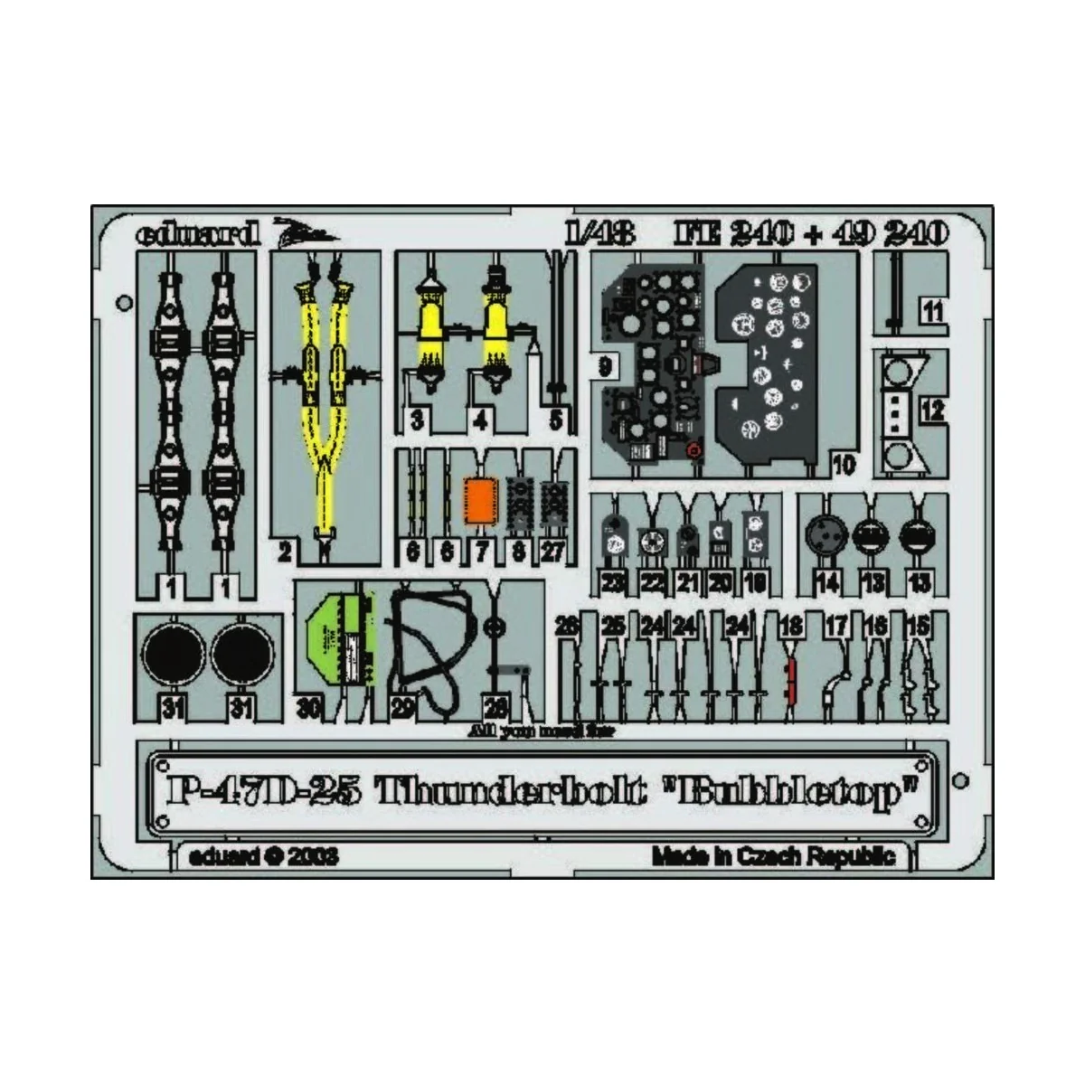 P-47D-25 Thunderbolt Bubbletop für Tamiya Bausatz, 1/48 - Eduard Ac... P-47D-25 Thunderbolt Bubbletop für Tamiya Bausatz, 1/48 - Eduard Ac...