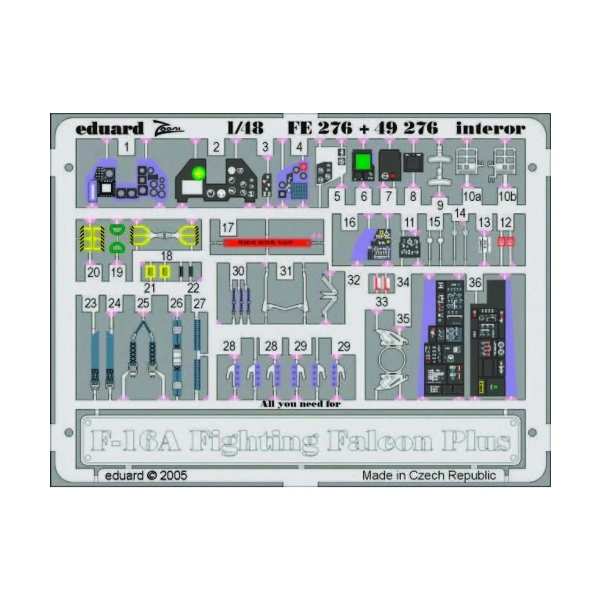 F-16A Plus Fighting Falcon interior für Hasegawa Bausatz, 1/48 - Ed...