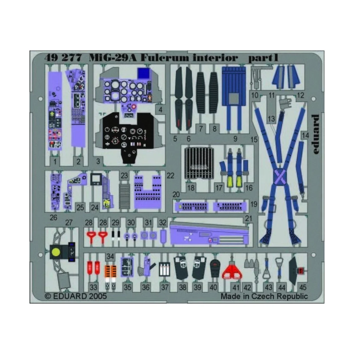 MiG-29A Fulcrum interior für Academy Bausatz, 1/48 - Eduard Accesso... MiG-29A Fulcrum interior für Academy Bausatz, 1/48 - Eduard Accesso...