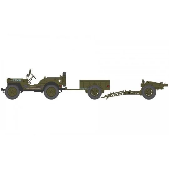 Willys Jeep, Trailer & 6PDR Gun, 1/72 - Airfix A02339