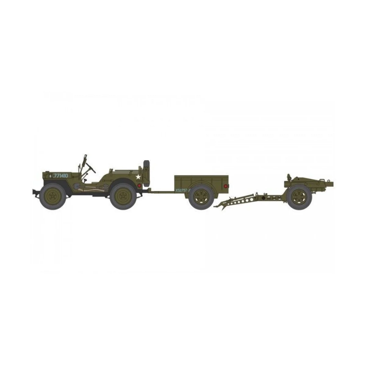 Willys Jeep, Trailer & 6PDR Gun, 1/72 - Airfix A02339