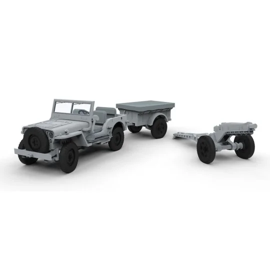 Willys Jeep, Trailer & 6PDR Gun, 1/72 - Airfix A02339
