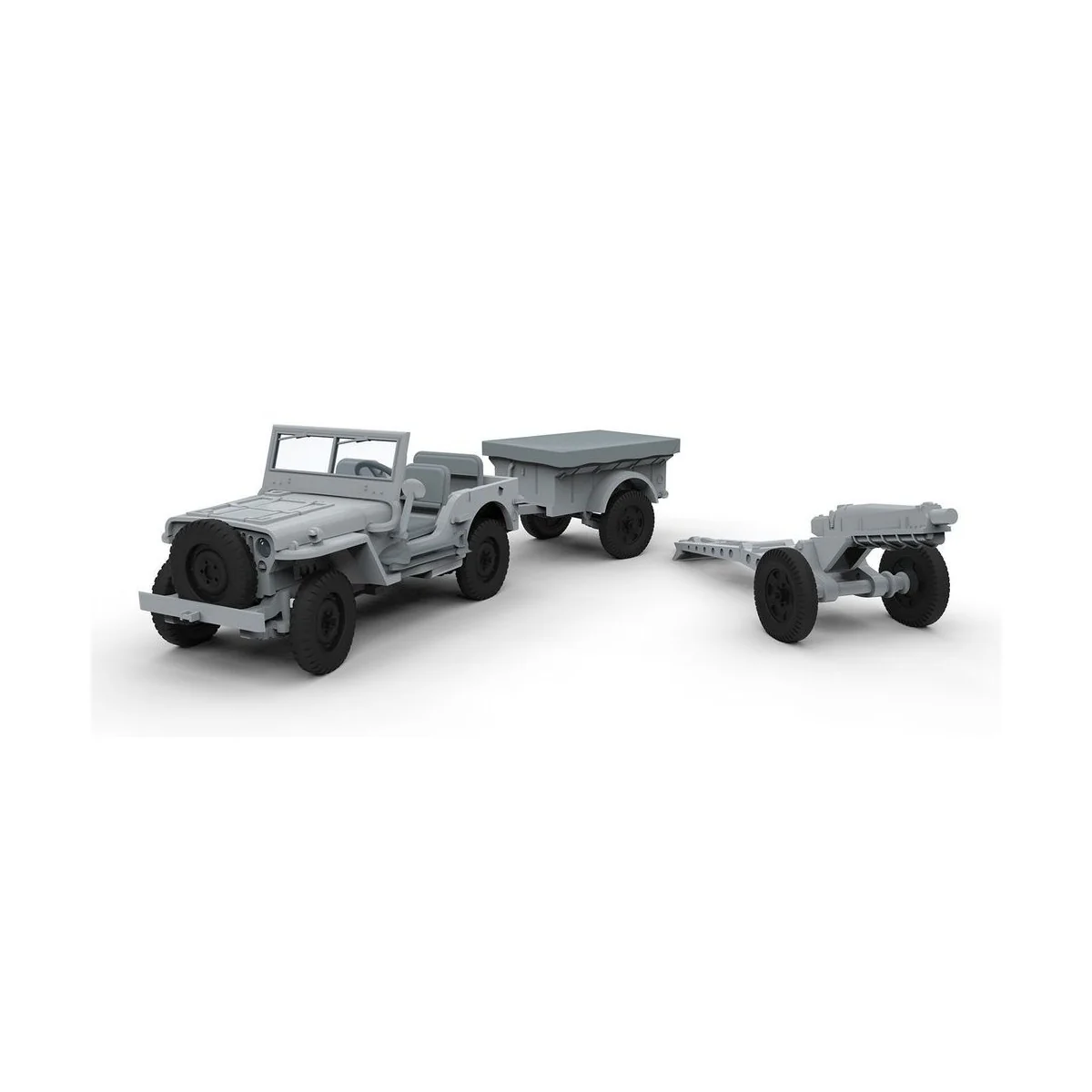 Willys Jeep, Trailer & 6PDR Gun, 1/72 - Airfix A02339