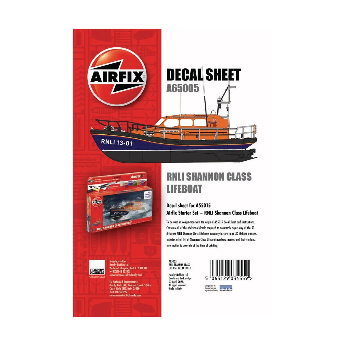 Decal Sheet - RNLI Shannon Class Lifeboat (A55015), 1/72 - Airfix A...
