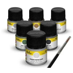 Acrylic Colour Set ”Military” Aircraft 6 x 12 ml + Brush - Heller 9402