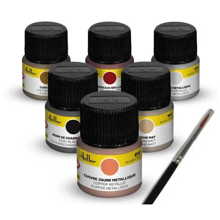 Acrylic Colour Set Classic Cars 6 x 12 ml + Brush - Heller 9404