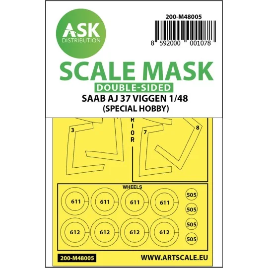 SAAB AJ 37 Viggen double-sided painting mask for Special Hobby, 1/4...