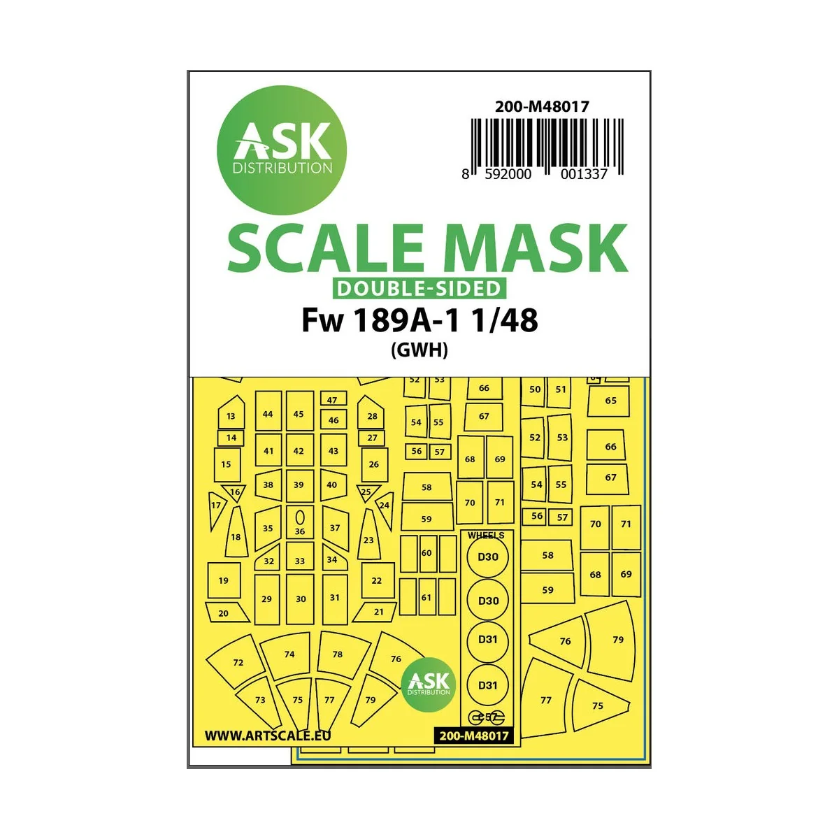 Focke Wulf Fw 189 double-sided painting mask for Great Wall Hobby, ...