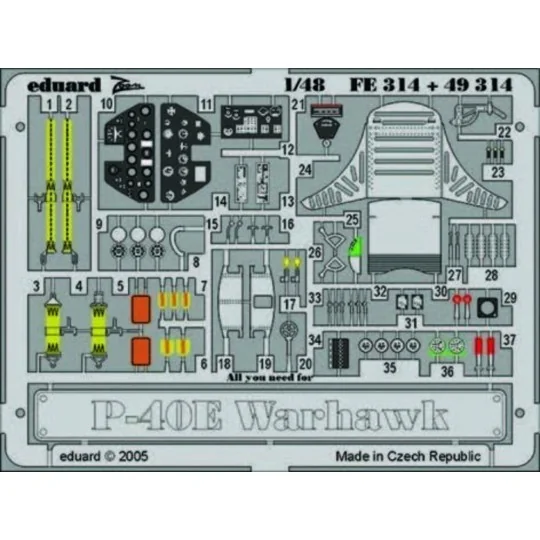 P-40E Warhawk für Hasegawa Bausatz, 1/48 - Eduard Accessories 49314