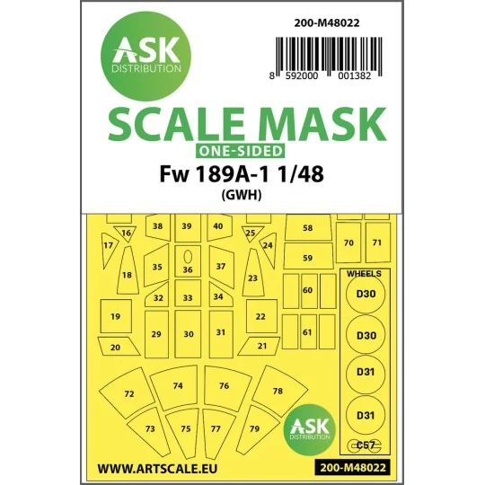 Focke Wulf Fw 189 one-sided painting mask for Great Wall Hobby, 1/4...