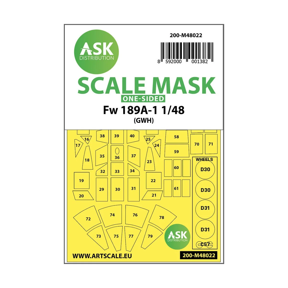 Focke Wulf Fw 189 one-sided painting mask for Great Wall Hobby, 1/4...