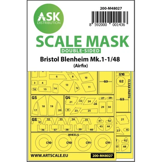 Bristol Blenheim Mk.I double-sided painting mask for Airfix, 1/48 -...