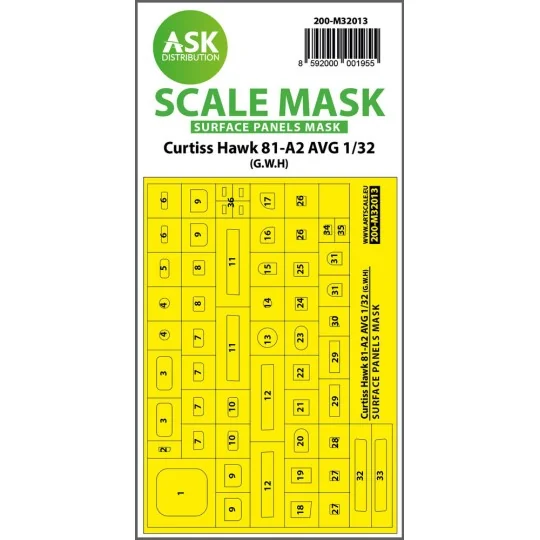 Curtiss Hawk 81-A2 AVG surface panels masks for Great Wall Hobby, 1...