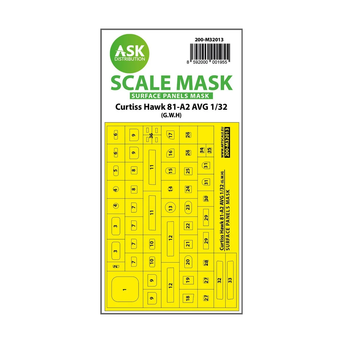 Curtiss Hawk 81-A2 AVG surface panels masks for Great Wall Hobby, 1...