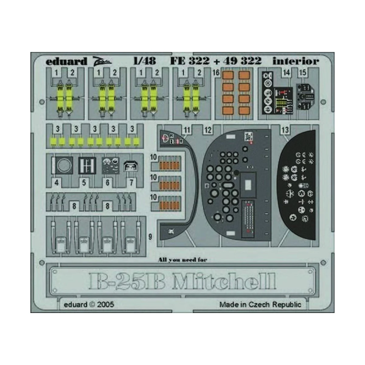 B-25B Mitchell interior für Accurate Miniatures Bausatz, 1/48 - Edu...