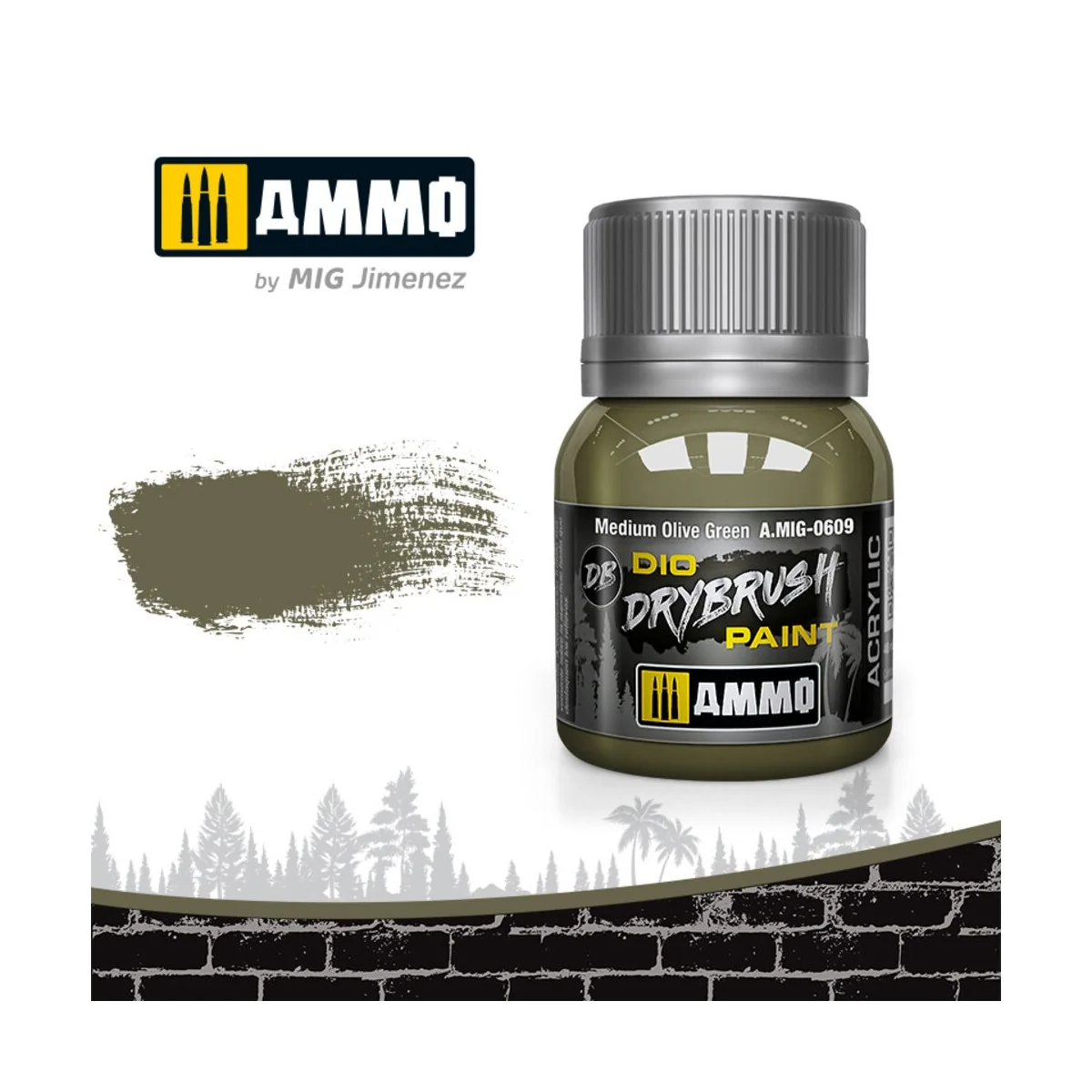 DRYBRUSH Medium Olive Green - AMMO by MIG Jimenez A.MIG-0609