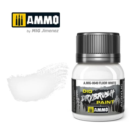 DRYBRUSH Fluor White - AMMO by MIG Jimenez A.MIG-0649