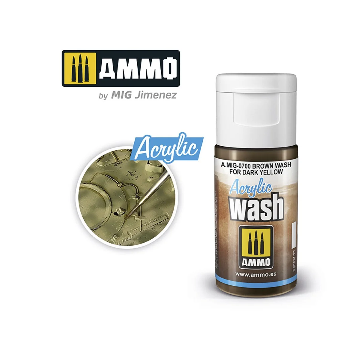 ACRYLIC WASH Brown Wash for Dark Yellow - AMMO by MIG Jimenez A.MIG...