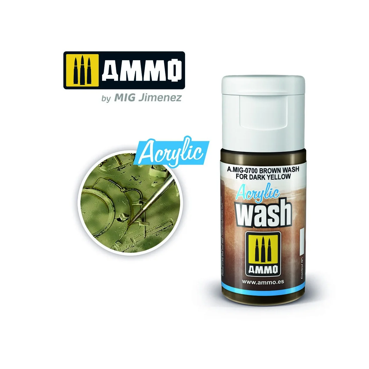 ACRYLIC WASH Brown Wash for Dark Yellow - AMMO by MIG Jimenez A.MIG...