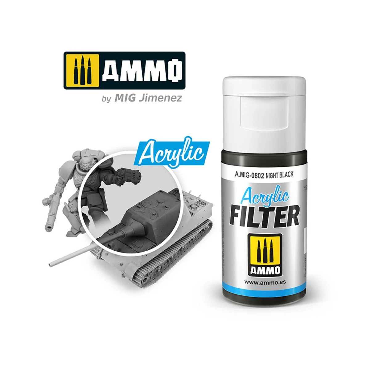 ACRYLIC FILTER Night Black - AMMO by MIG Jimenez A.MIG-0802