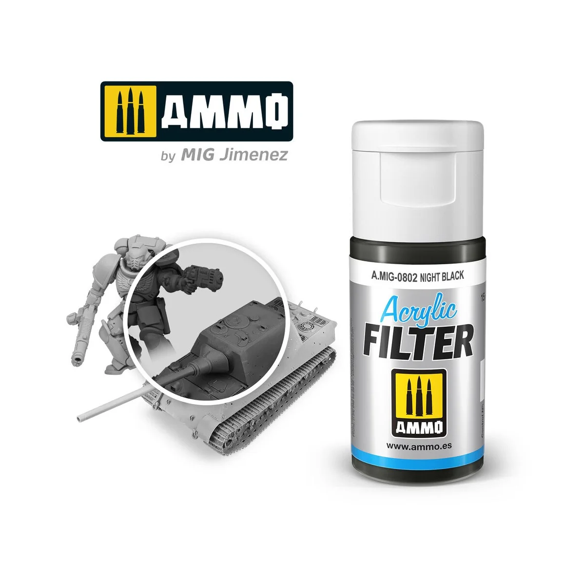 ACRYLIC FILTER Night Black - AMMO by MIG Jimenez A.MIG-0802